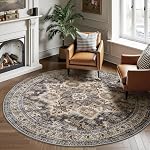 Area Rug 5x7 Rugs for Living Room -Carpet for Bedroom Machine Washable Rug Vintage Floral Medallion Soft Dining Room Office Rug Brown