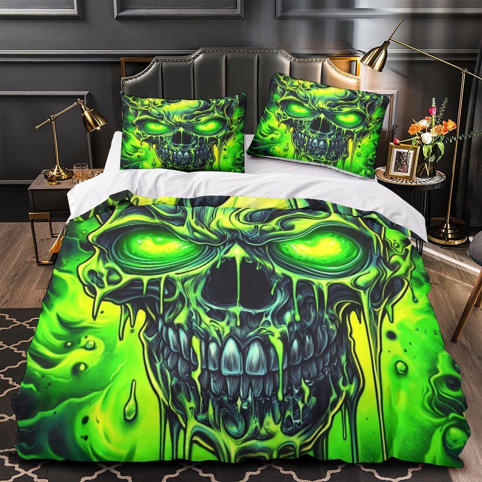 Linge de lit mante religieuse verte pour chambre d'adolescent et garçon passionné de nature