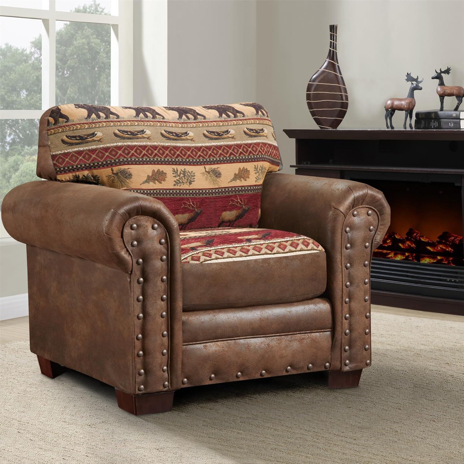 American Furniture Classics Microfiber Sierra Lodge Arm Chair in Brown