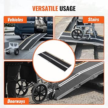 Happybuy Portable Wheelchair Ramp, 7 ft, 800 lbs Capacity, Non-Slip Aluminum Folding Threshold Ramp, Foldable Mobility Scooter Ramp for Home Steps, Stairs, Doorways, and Curbs
