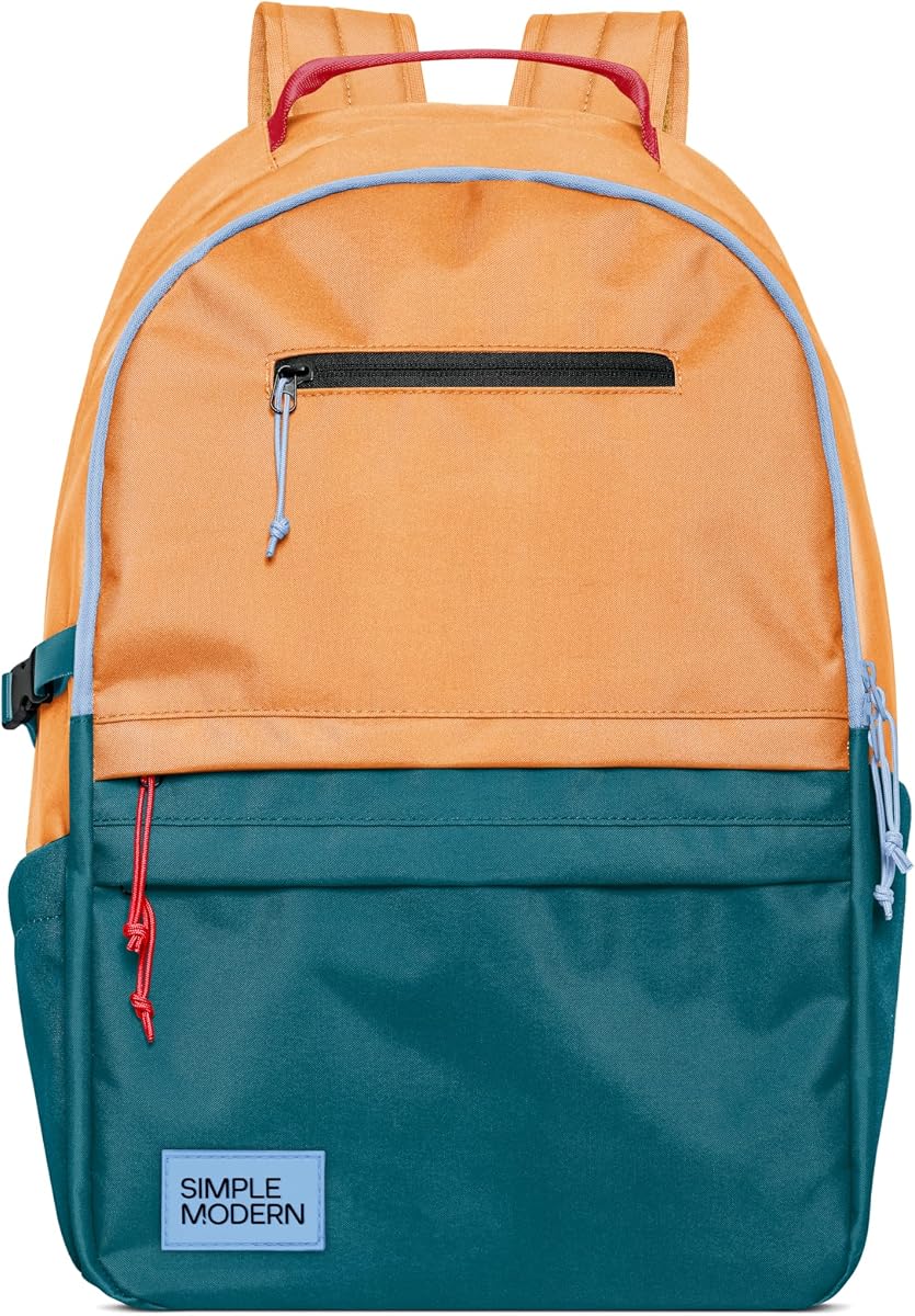Kids Backpack for School | 25L Laptop Backpack | Multi-Color | Ellis Bookbag for Girls, Boys | Cute Backpack for High School, College, Teens | Orange, Green