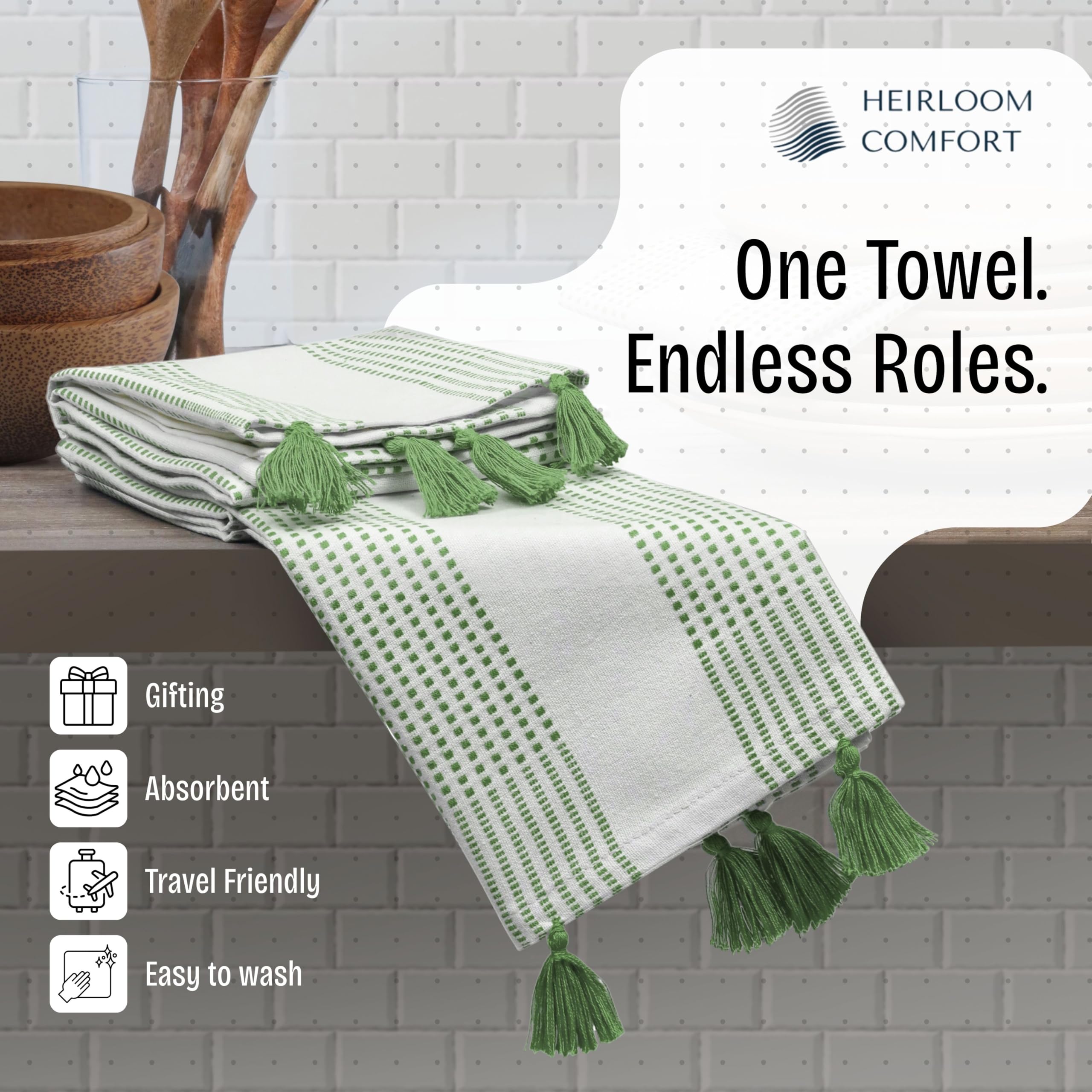Strofinacci da cucina decorativi a pois verde menta, 40 x 66 cm, confezione da 12 pezzi, 100% cotone ad asciugatura rapida, ultra assorbenti e morbidi, con nappe, per pulire