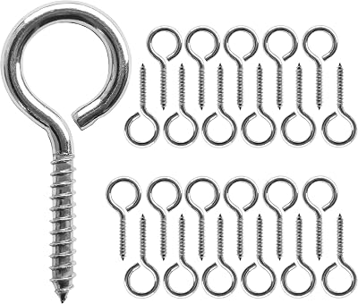 24 Pcs Screws Eye Hooks 2.56 Inch 304 Stainless Steel Heavy Duty Eye Hooks Screw,m5 Screw Eye,Rust and Corrosion Resistant,Load Bearing 200LB,Indoor & Outdoor Use (24)