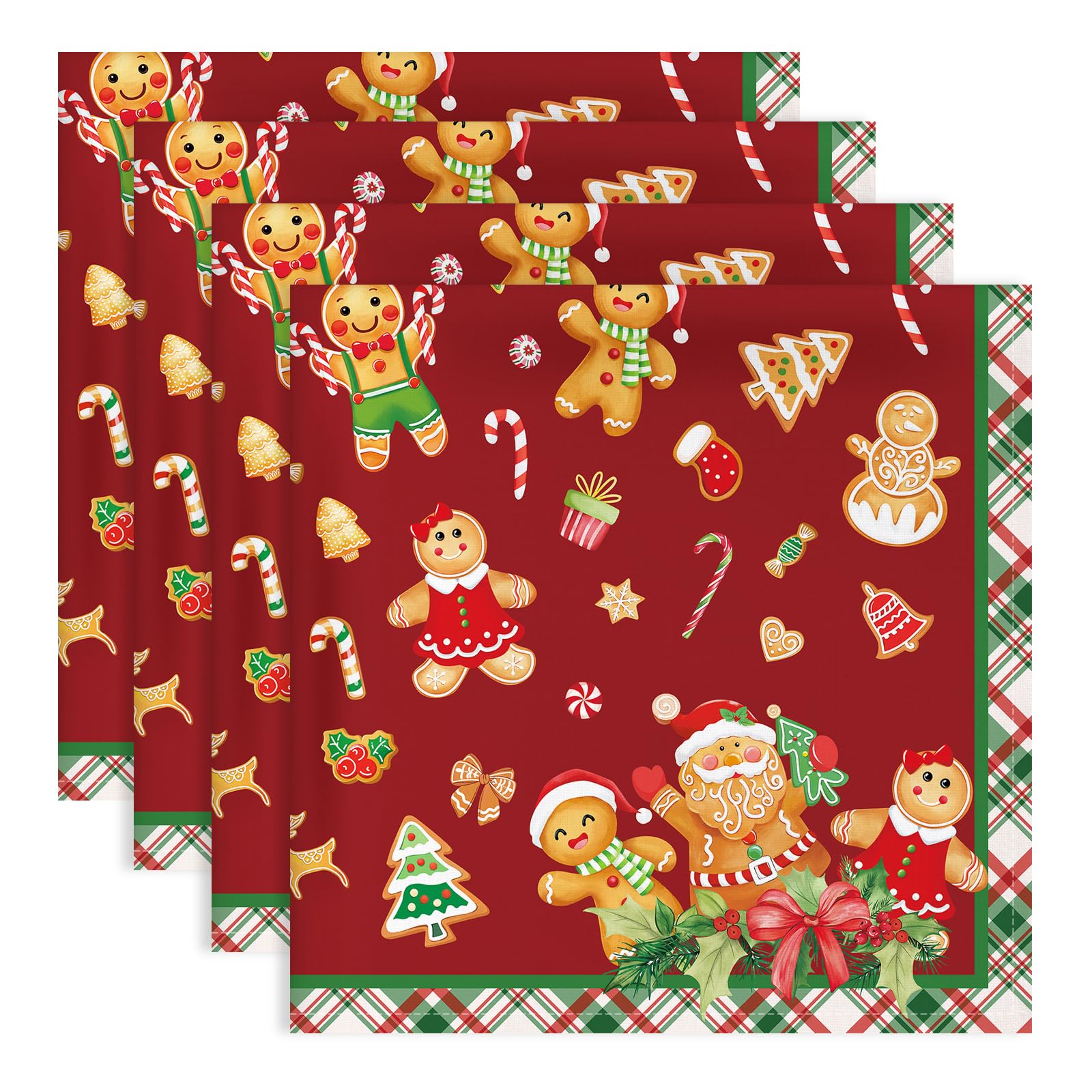 Servilletas de Navidad de pan de jengibre, un regalo textil de algodón para bodas y cenas