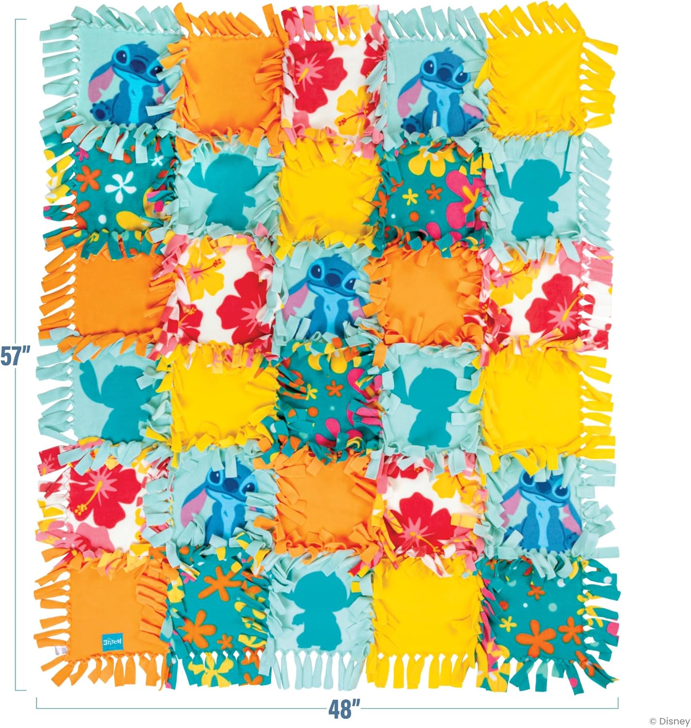 Fashion Angels Disney Stitch No-Sew Blanket Kit, Set Includes Assorted Polar Fleece Blanket Squares, Ideal Craft Activity for Girls & Boys