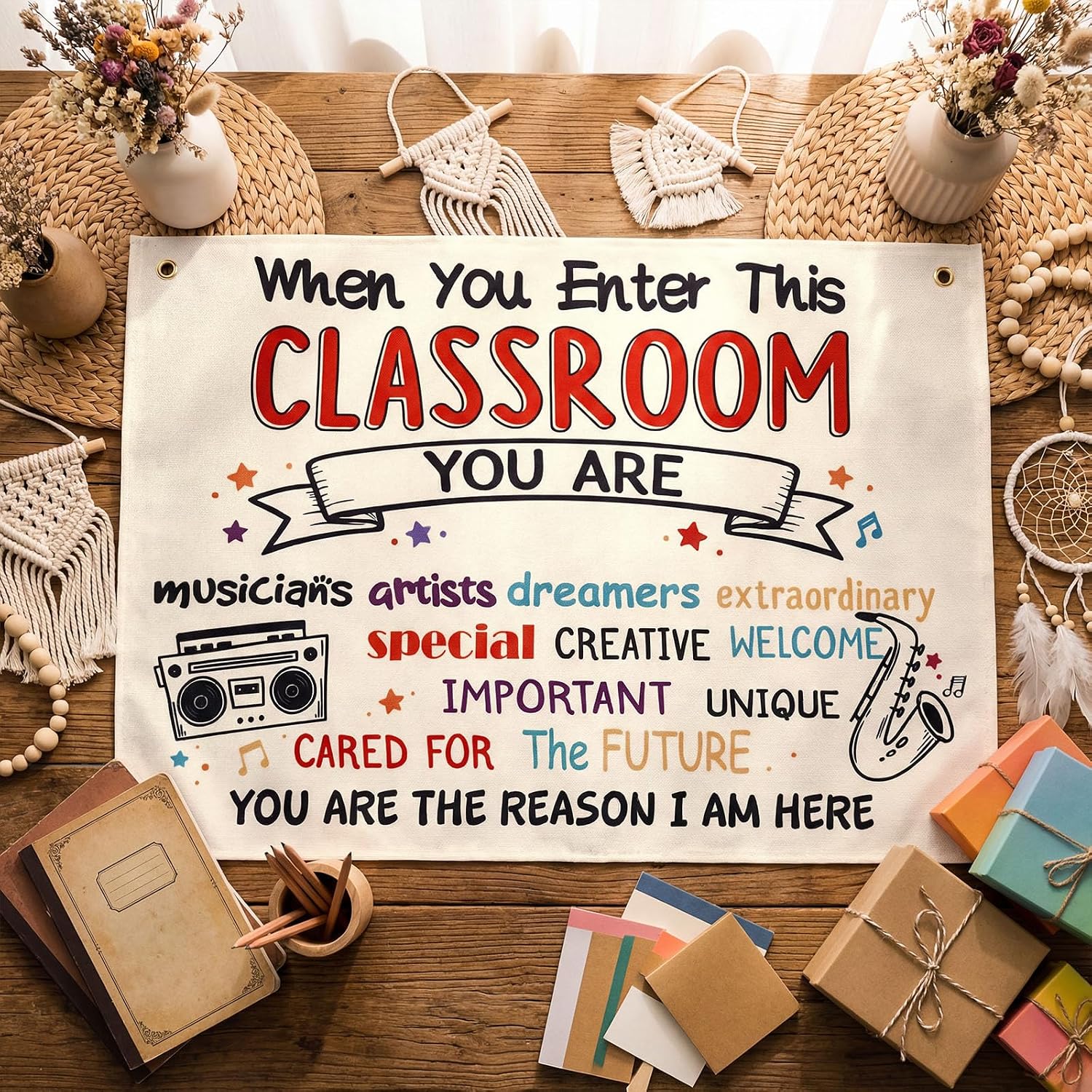 Frienda Boho Music Affirmations Banner for Classroom Must Haves Decor image 4
