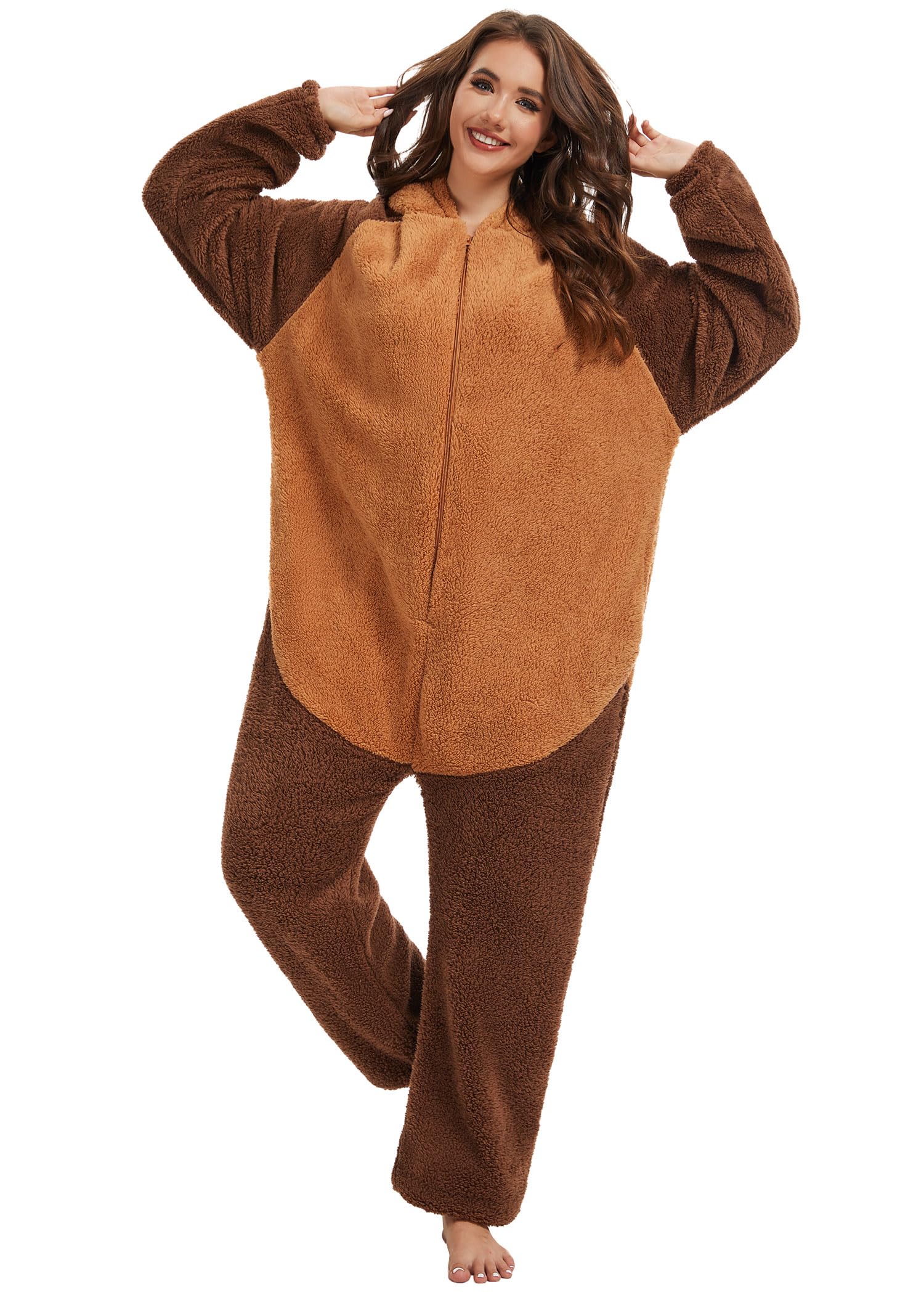 LATH.PIN Pijama de una pieza para mujer, mono para adultos, disfraz de animal, mono unisex, para cosplay, carnaval, Navidad, Halloween