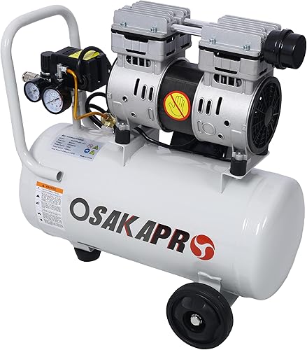 Miniatura 2 de Potente compresor de aire de 8 galones: bomba de aire eléctrica ultrasilenciosa sin aceite de 70 dBA, 115 PSI, portátil con ruedas y mango para el