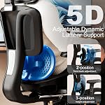 Vonesse Ergonomic Office Chair with Footrest, Computer Gaming Chair with Dynamic Lumbar Support & Adjustable Depth Breathable Mesh Seat, Desk Chairs with Adjustable 3D Headrest and Armrests (Black)