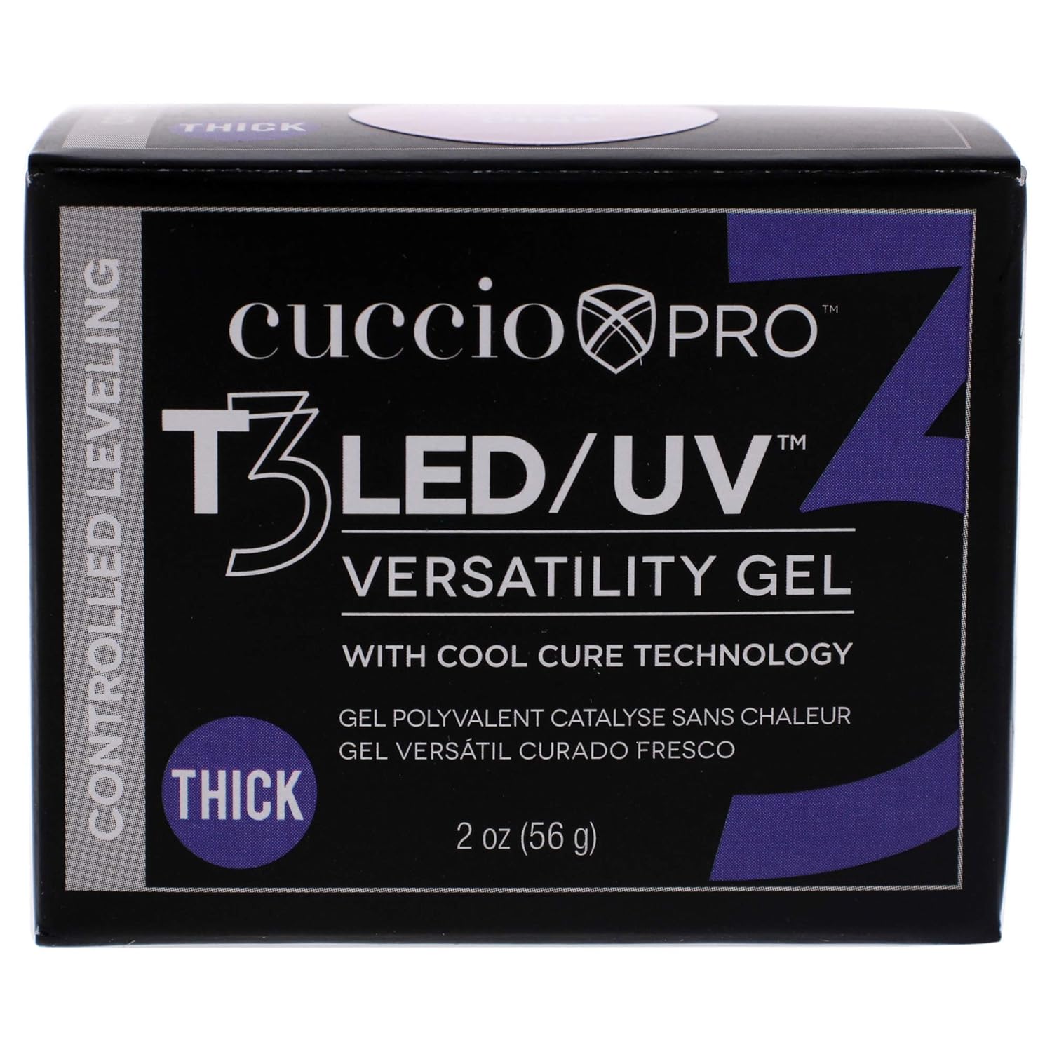Cuccio Pro T3 LED/UV Cool Cure Versatility Gel - Controlled Levelling - Incredibly Flexible - Strong Adhesion - Thick Viscosity - Fast Application - Quick Cure - Pink - 2 Oz Nail Gel