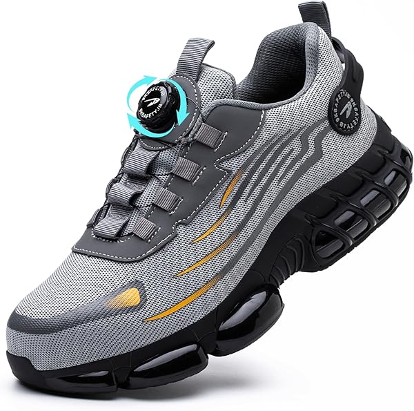GemChve Arbeitsschuhe Sicherheitsschuhe Herren Damen Stahlkappen Anti-Smashing Leicht Sportlich Atmungsaktiv Selbsthemmend Schnellverschluss Mode Schutzschuhe 36-46 EU