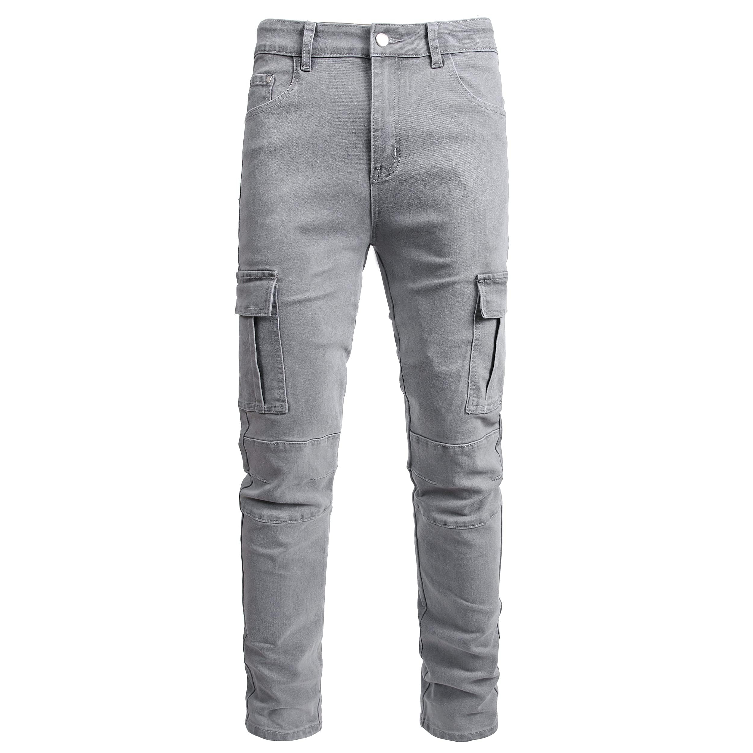 Pantalones vaqueros ajustados para hombre, ajustados, ajustados, ajustados, ajustados, de pierna recta regular, pantalones vaqueros de cintura flexible, pantalones vaqueros informales para