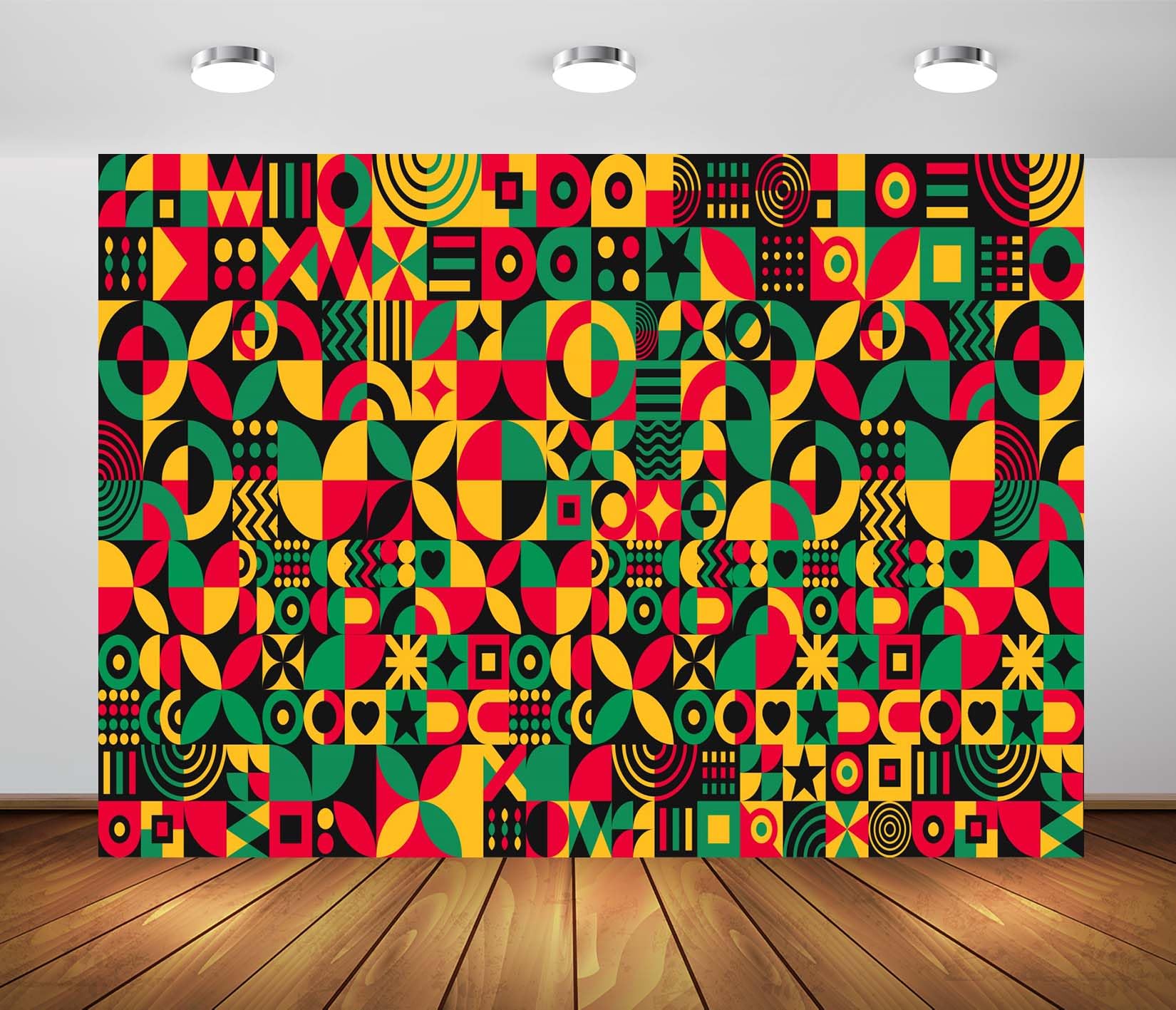 BELECO 3.6x3m Sfondo in tessuto Kwanzaa | Motivi geometrici colorati mese della storia nera sfondo celebrazione cultura afroamericana shooting foto
