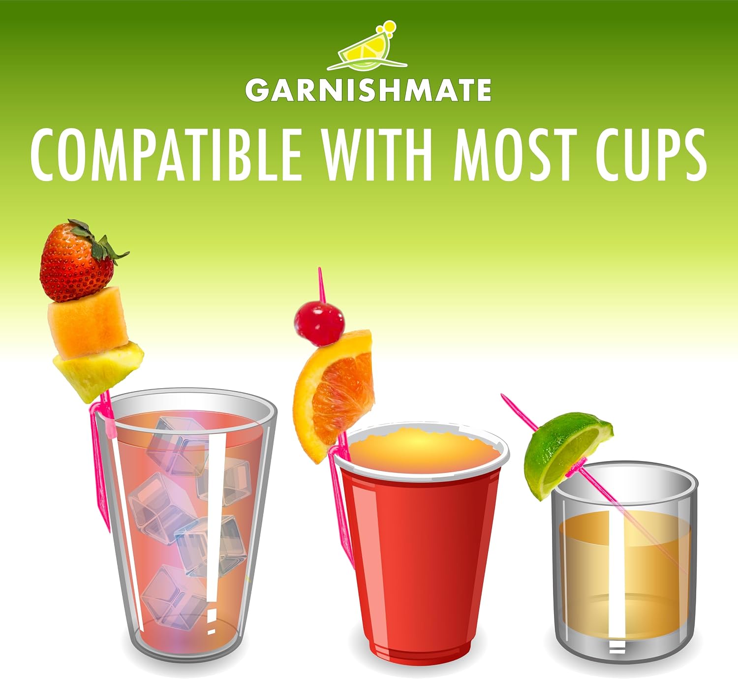 Garnishmate Clip-On Garnish Holder Cocktail Drink Picks for Entertaining