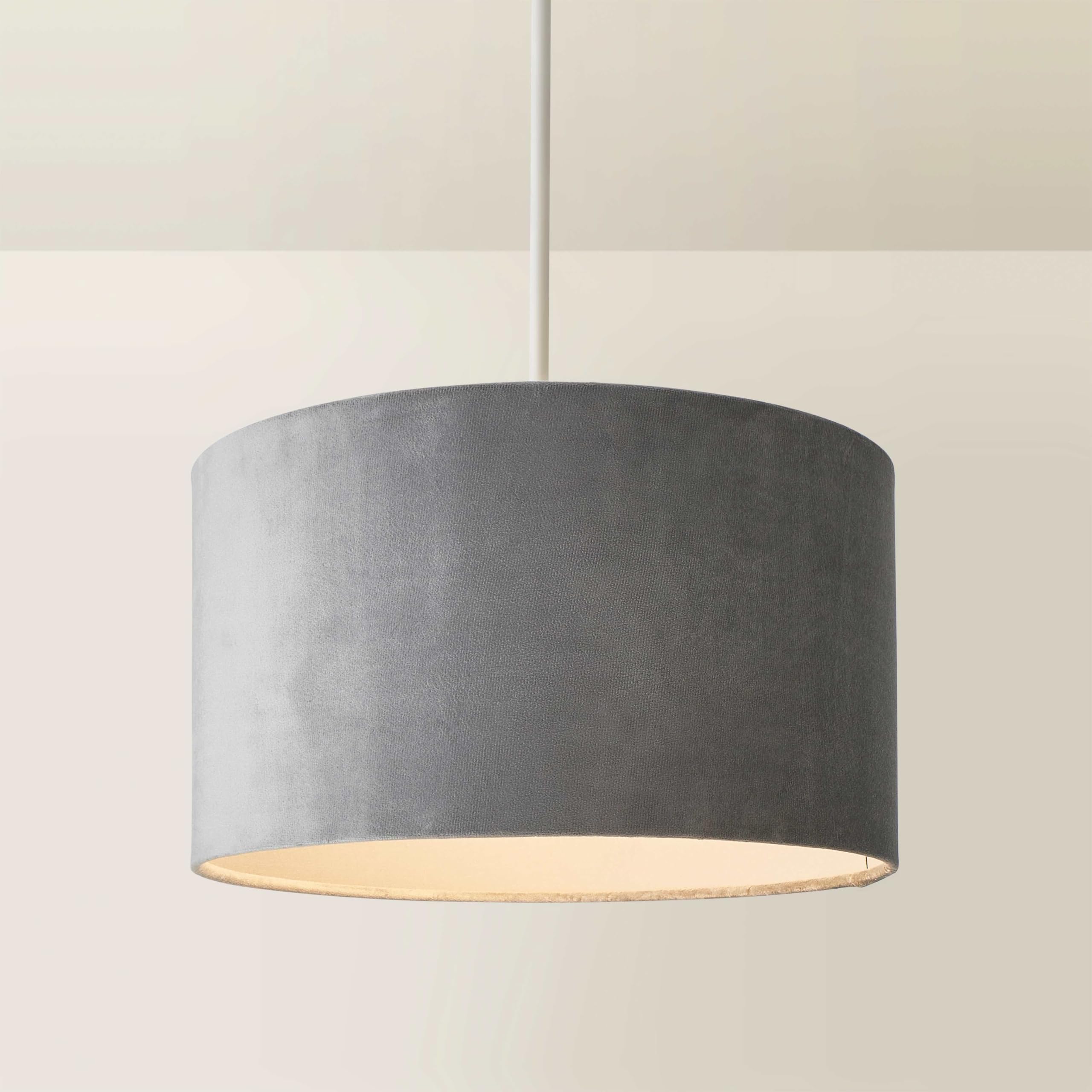 MiniSun | Medium Modern Grey Velvet Drum Light Shade | Lamp Shades, Home Décor & Improvement Essential | 350mm Shade Width