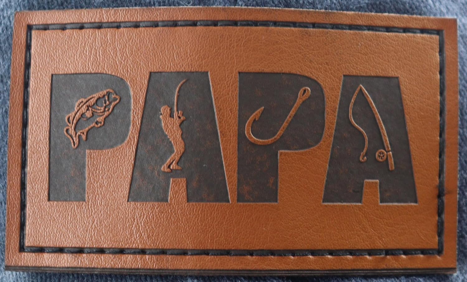 Fishing Papa Hats for Men, Vintage Cotton Fishing Decor Leather Patch Baseball Cap for Dad Papa - Image 3