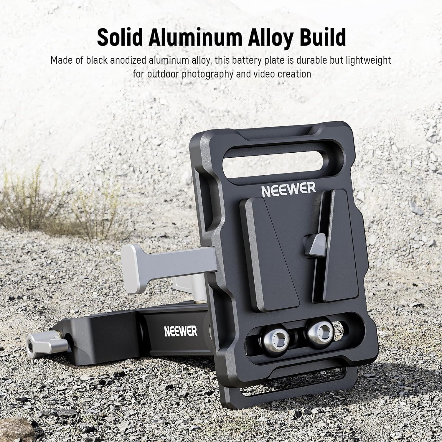 Neewer Mini V Mount Battery Plate with 15mm LWS Rod Clamps, 180° Tilt Foldable L Shaped V Lock Battery Plate with Quick Release Button, Compatible with SmallRig Shoulder Rig Sony FXLION Nano, PS007