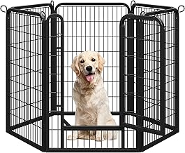 Yaheetech Puppy Run 100 cm High, 6-Piece Puppy Playpen Foldable with Door, Dog Playpen Outdoor Run for Dogs Home & Garden, Assembly Tool-Free
