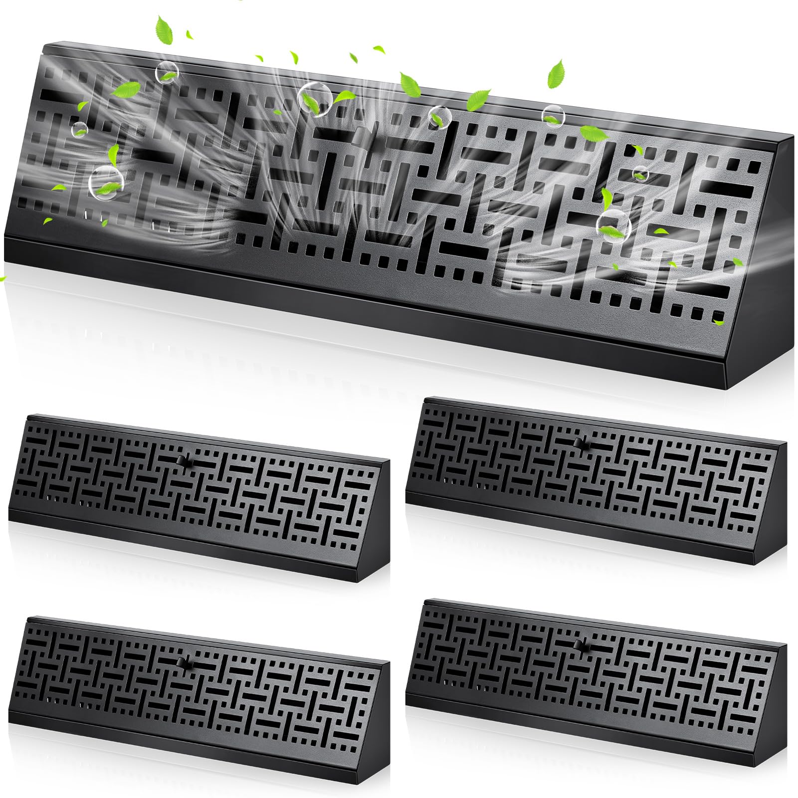 4 Pcs Baseboard Diffuser Register (Duct Opening Size), Vent Covers for Home Floor Wall Baseboard Vent Covers Supply Floor Baseboard Diffuser (Black,18 Inch)