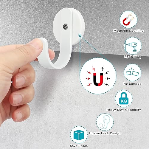 Vista 47 de FYY Percha magnética para corona, paquete de 2 imanes resistentes con gancho para refrigerador, ganchos magnéticos para decoración de Navidad