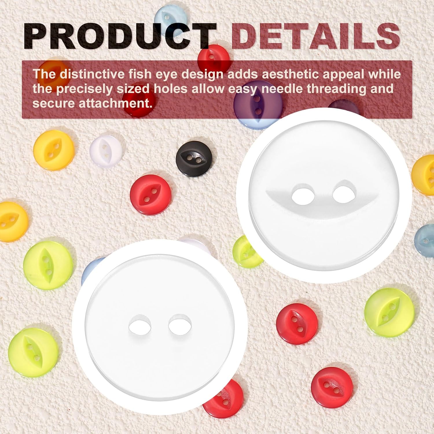 PATIKIL 50Pcs 20L Round Sewing Buttons, 12.5mm 1/2" 2-Hole Resin Fish Eye Buttons Round Clothing Fastener for Sewing Clothes Fabric Pants Dress Skirt Crafts Replacement, White image 3