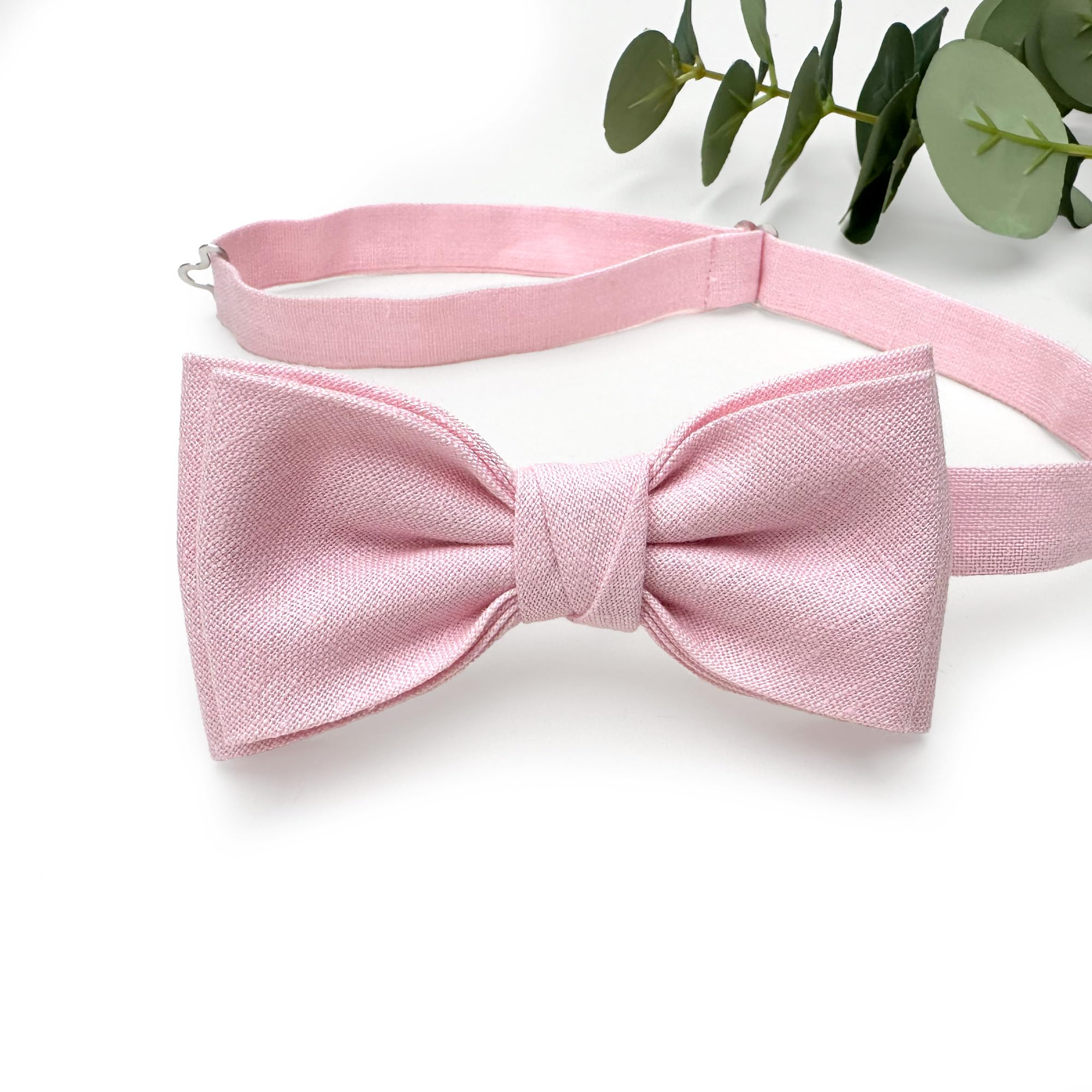 Leinen Fliege, Hosenträger, Einstecktuch für Herren, Voll Einstellbar, Viele Farben (Nr.7 Rosa, e) Fliege, Einstecktuch und Hosenträger)