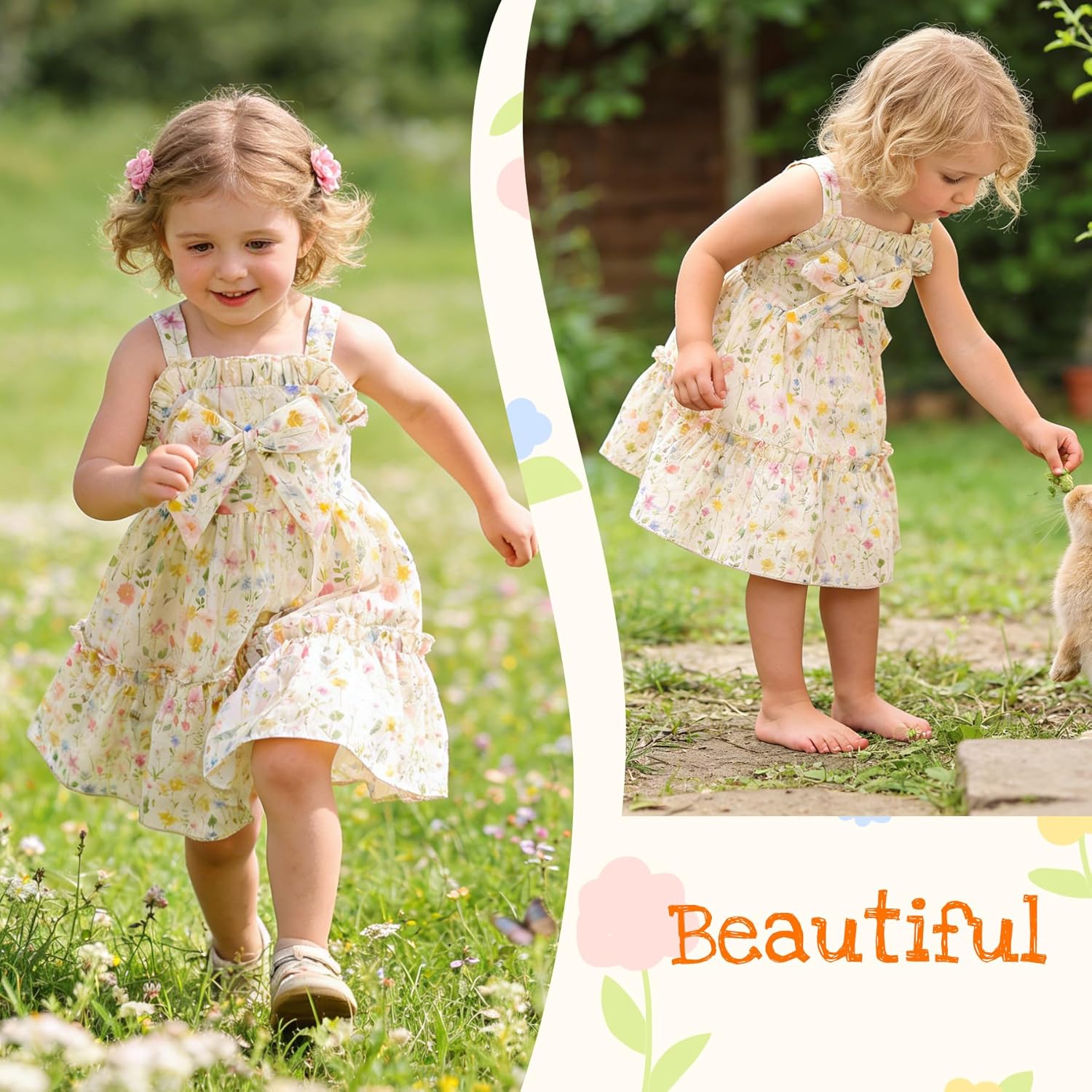HAPPYMA Toddler Dress Baby Girl Summer Clothes Bowknot Ruffle Sleeveless Long Sundress Princess Party Outfits