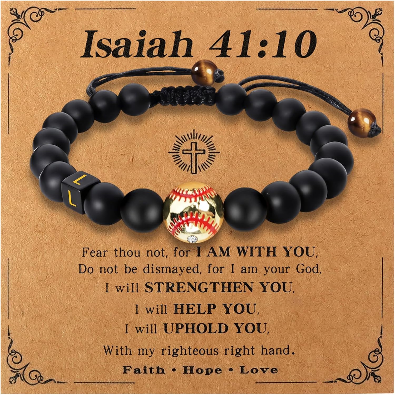 Baseball Bracelet Initial A-Z for Boys and Men