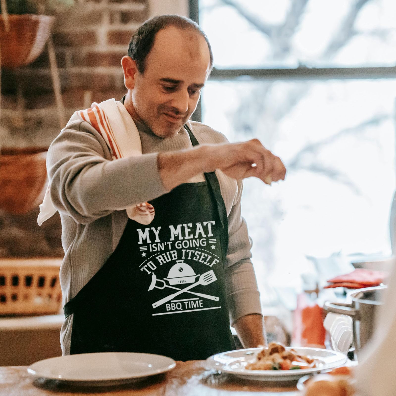 Divertido delantal de barbacoa para hombre con bolsillos, delantales de cocina para cocina, regalos de parrilla para papá, mamá, cumpleaños, Navidad