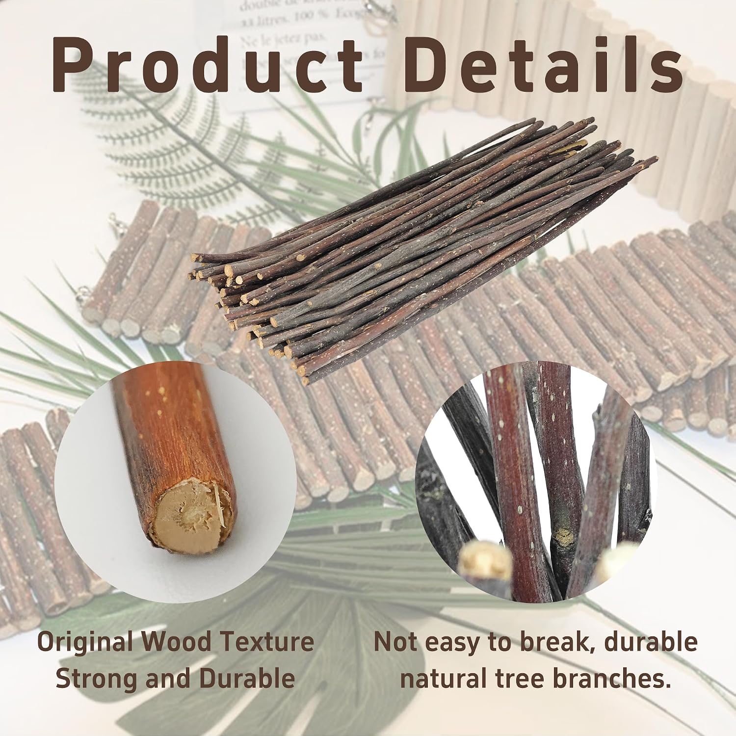36PCS 40cm Natural Wood Log Sticks, Wood Craft Sticks 0.5-1.2cm Diameter, Natural Twig Stick for DIY Projects Photo Props Rustic Decor Card Making Supplies