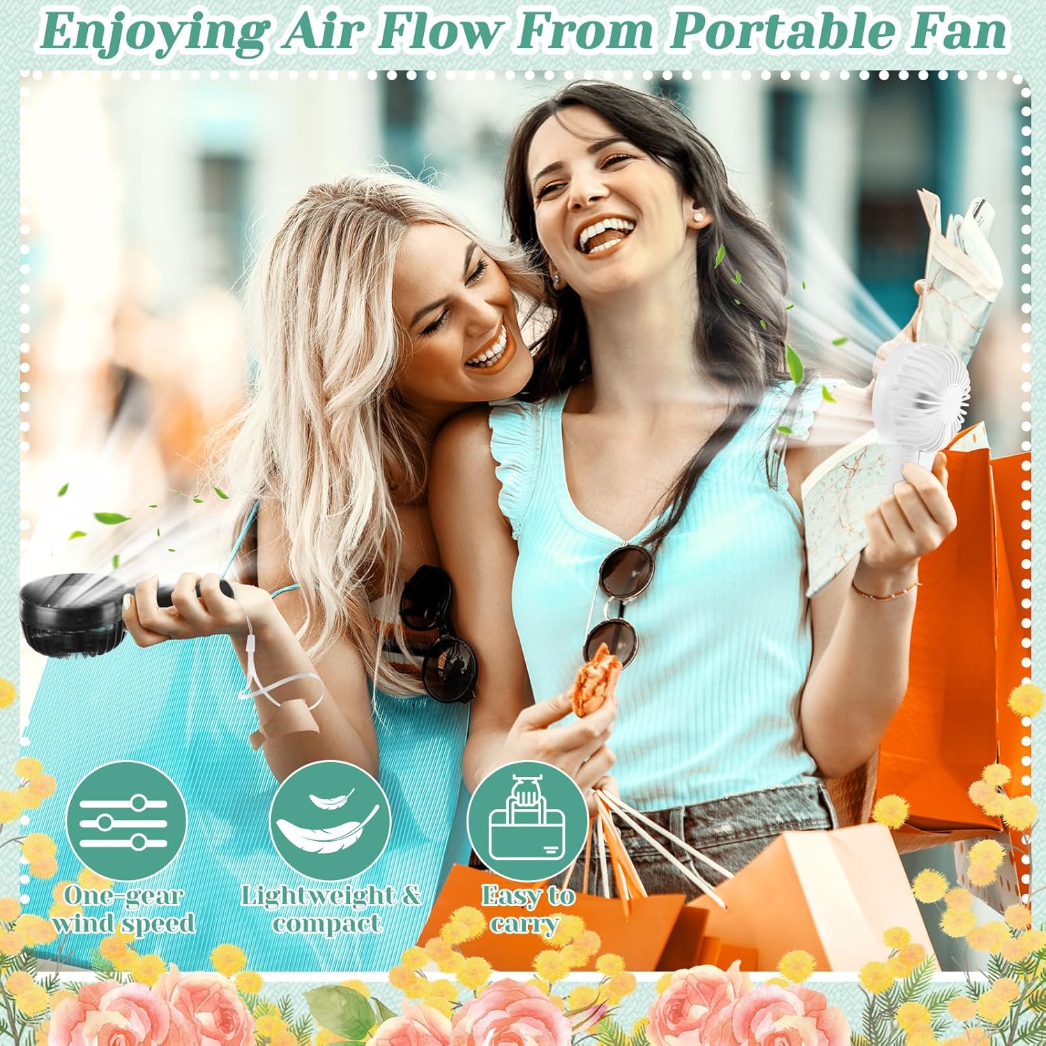 Woanger 60pack Mini Handheld Fan Bulk with Rope Hanging Portable Eyelash Fans Small Personal Cooling for Wedding Travel Makeup Camping Hiking Independent White Box (Black White,6.1 x 3 x 1.77 Inch)