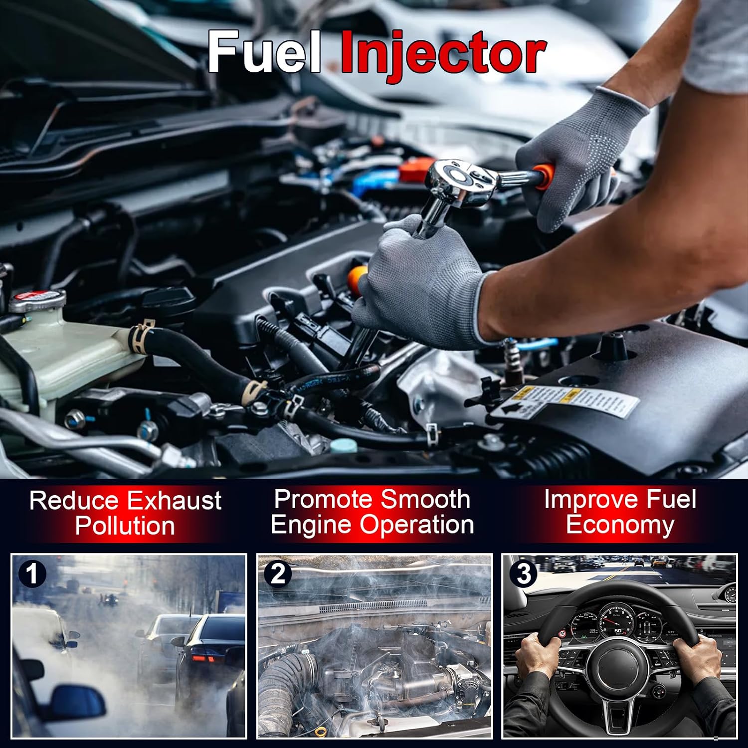 095000-6593 Diesel Fuel Injector 6Pcs Fits for 1984-2018 Hino J08E SK350-8 SK200-8 SK210-8 SK250-8 SK330-8 Replace OE 095000-6590 095000-6591 095000-6592