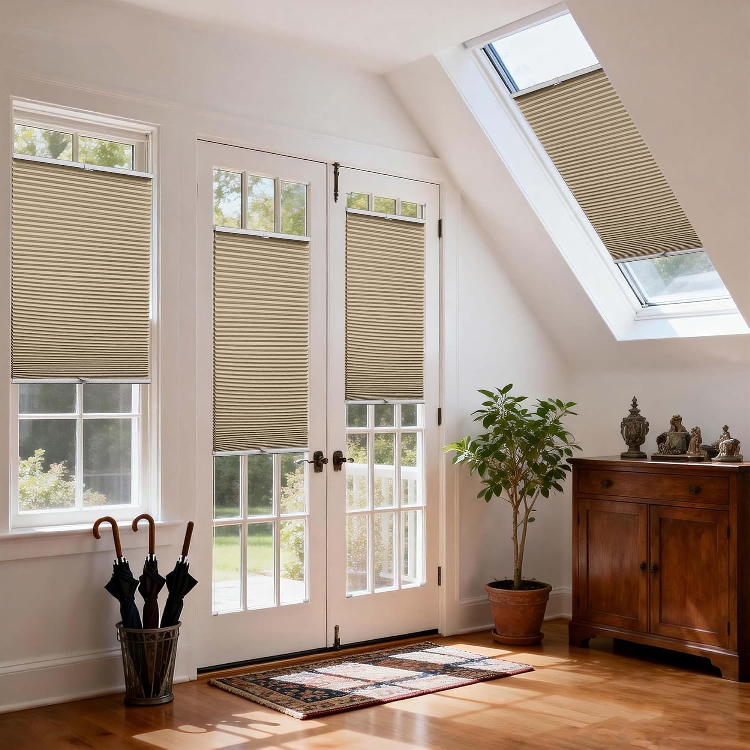 Tensioned Top Down Bottom Up Cellular Shades for Indoor Windows & Door & Roof Window，Blackout Top Down Bottom Up Cellular Shades for Indoor Windows，Insulated Skylight Blinds，Denoised Skylight Blinds