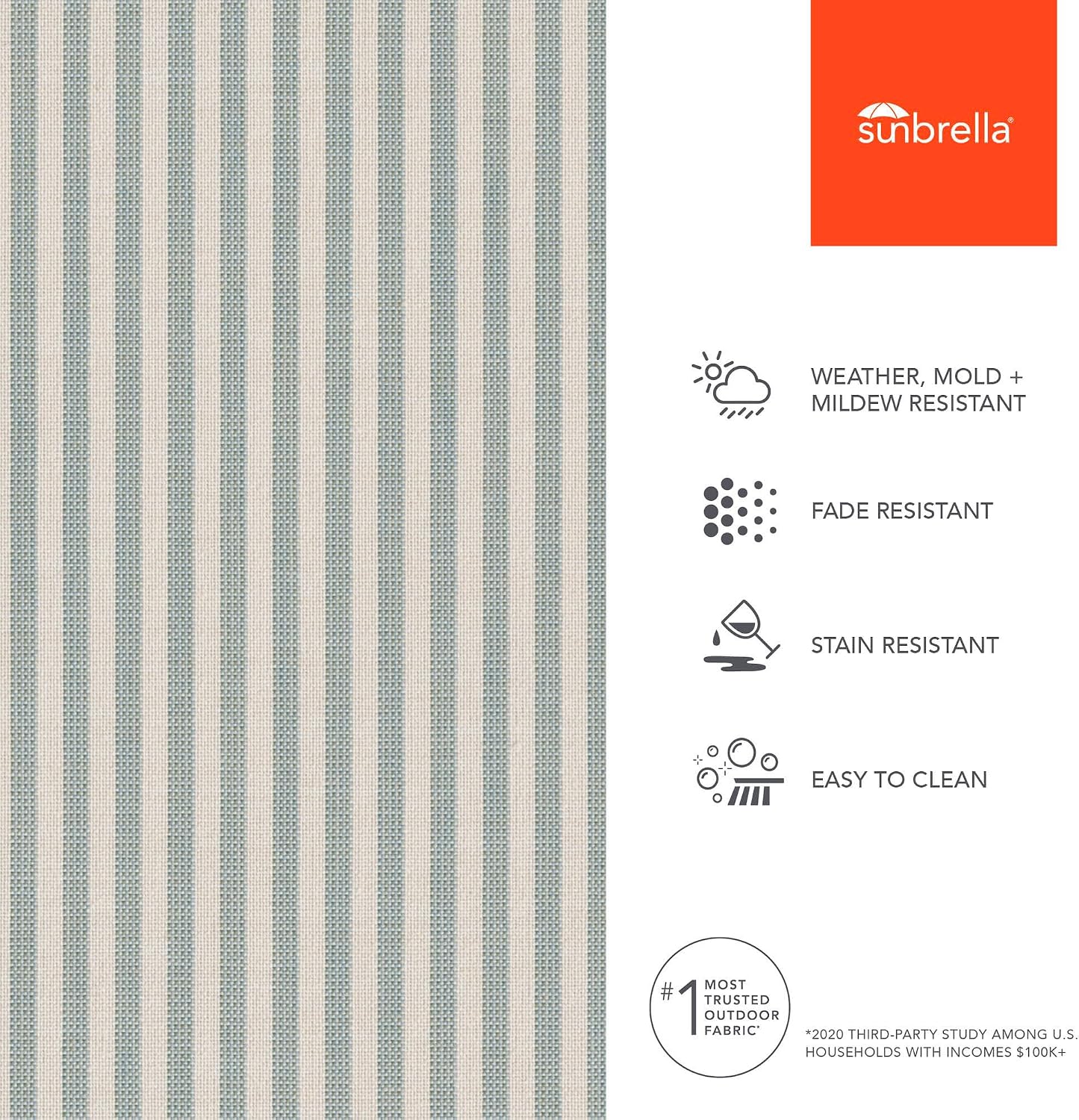 Sunbrella Outdoor Fabric by The Yard | Refresh Spa | Official Sunbrella Seller | Indoor or Outdoor Upholstery Fabric for Chairs, Cushions, Drapery, Pillows, Furniture