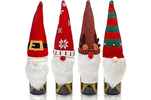 4 Pack Christmas Gnome Wine Bottle Covers