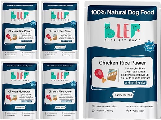 BLEP Chicken Rice Natural Dog Food 500g (5 Pack of 100g) | Zero Preservatives|Aids Joint Health & Digestion|Collagen Rich|...