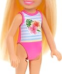Barbie Chelsea Small Doll Featuring Swimsuit with Stripes & Floral Print, Blonde Hair & Blue Eyes