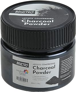 BRUSTRO Artists Compressed Charcoal Powder 100 ml. | Richest Black Tone, Ideal for Layering, Shading, Drawing, Sketching, ...