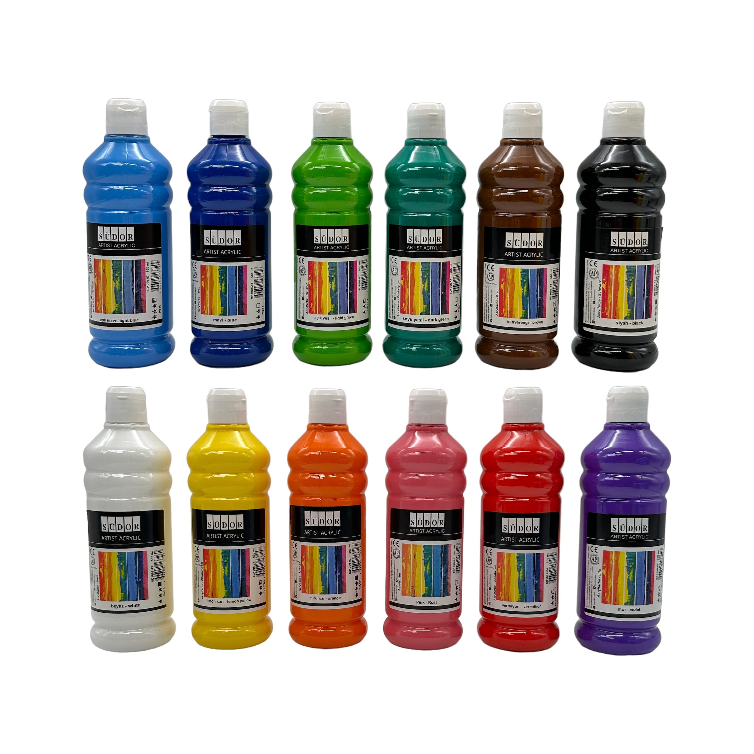 Image secondaire de SÜDOR Lot de 12 Peintures Acryliques 500 ml - Couleurs Vives pour Artistes