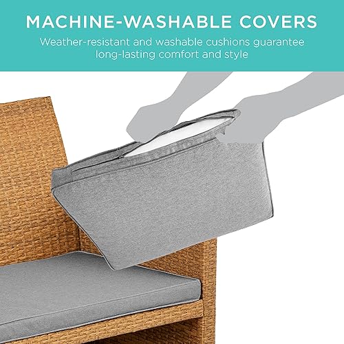 Miniatura 131 de Best Choice Products Juego de muebles de conversación de patio de mimbre al aire libre de 4 piezas para patio trasero con mesa de café, cojines de