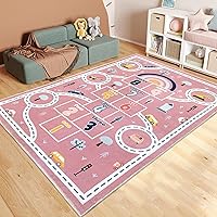 Vista 8 de Alfombra de juego para niños, alfombra de automóvil de Hopscotch de 5 x 8 pies, extra grande para dormitorio de niñas, aula, aprendizaje educativo