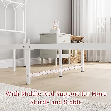 Metal Single Bed Frame 90 x 200 cm White With headboard and footboard robust foundation metal slat support
