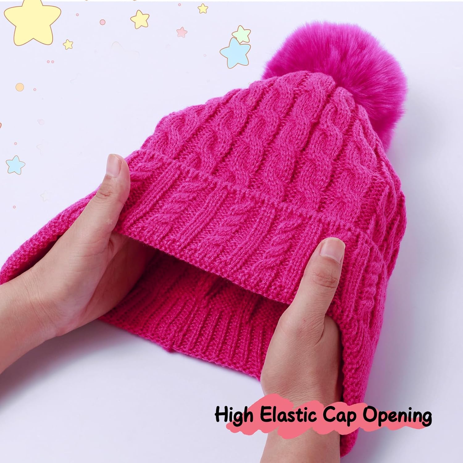 Toddler Baby Winter Hat with Earflap Kids Warm Twisted Knit Hat Infant Pom Pom Beanie Ski Cap for Baby Girls Boys - Image 6