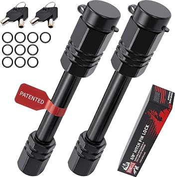 Vehiclex 2-Pack Keyed-Alike Trailer Hitch Pin Locks for 2" & 2.5" Receivers | Class III & IV Hitches, 5/8" Locking Pins, Brass Core Lock Cylinders, Weatherproof Lock Caps