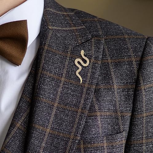 Miniatura 7 de Broches dorados de serpiente para mujeres y hombres, alfileres de solapa esmaltados de serpiente, accesorios de diamantes de imitación, poderosos