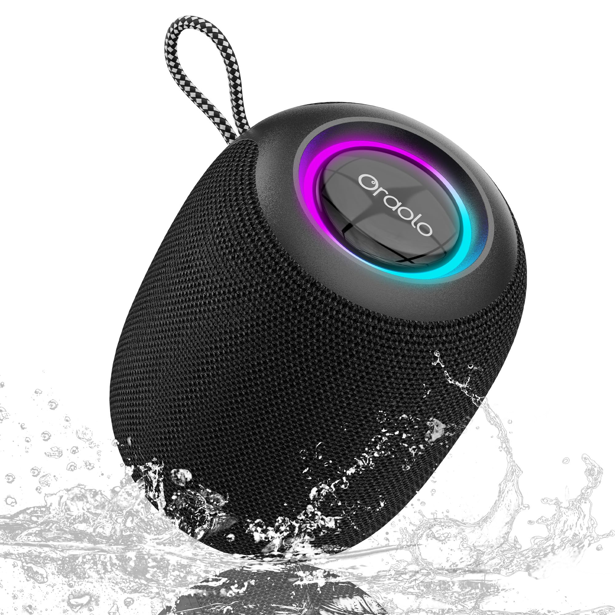 oraolo Mini altoparlante Bluetooth, piccolo carillon portatile | IPX7, impermeabile, 15 W, 30 ore, LED TWS, Bluetooth 5.4, altoparlante wireless per esterni/campeggio/feste