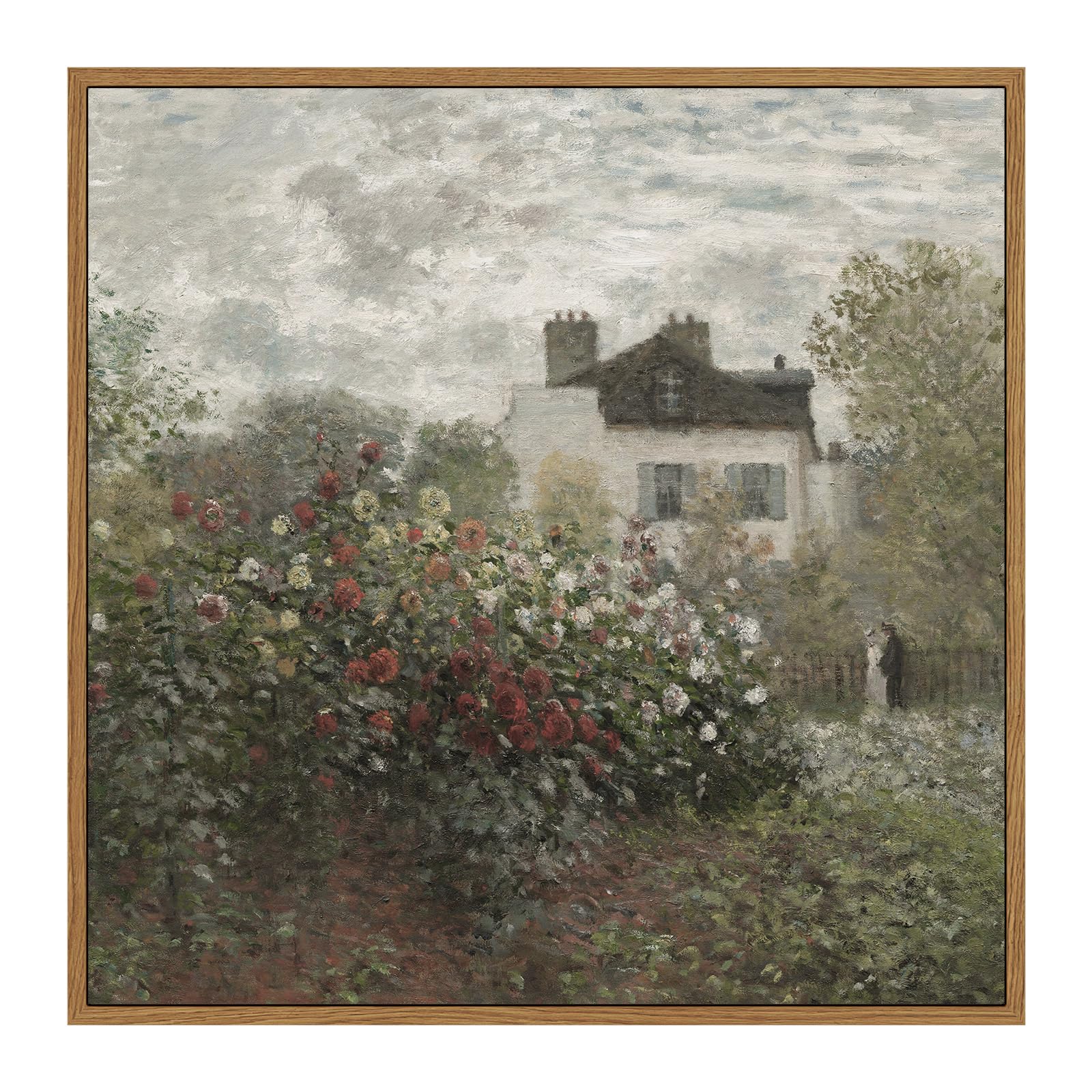 InSimSea Square Framed Canvas Wall Art, Home Decor Monet Flower Garden Wall Art Prints, Vintage Oil Paintings Room Decor, Desk Decor, Wall Decor for