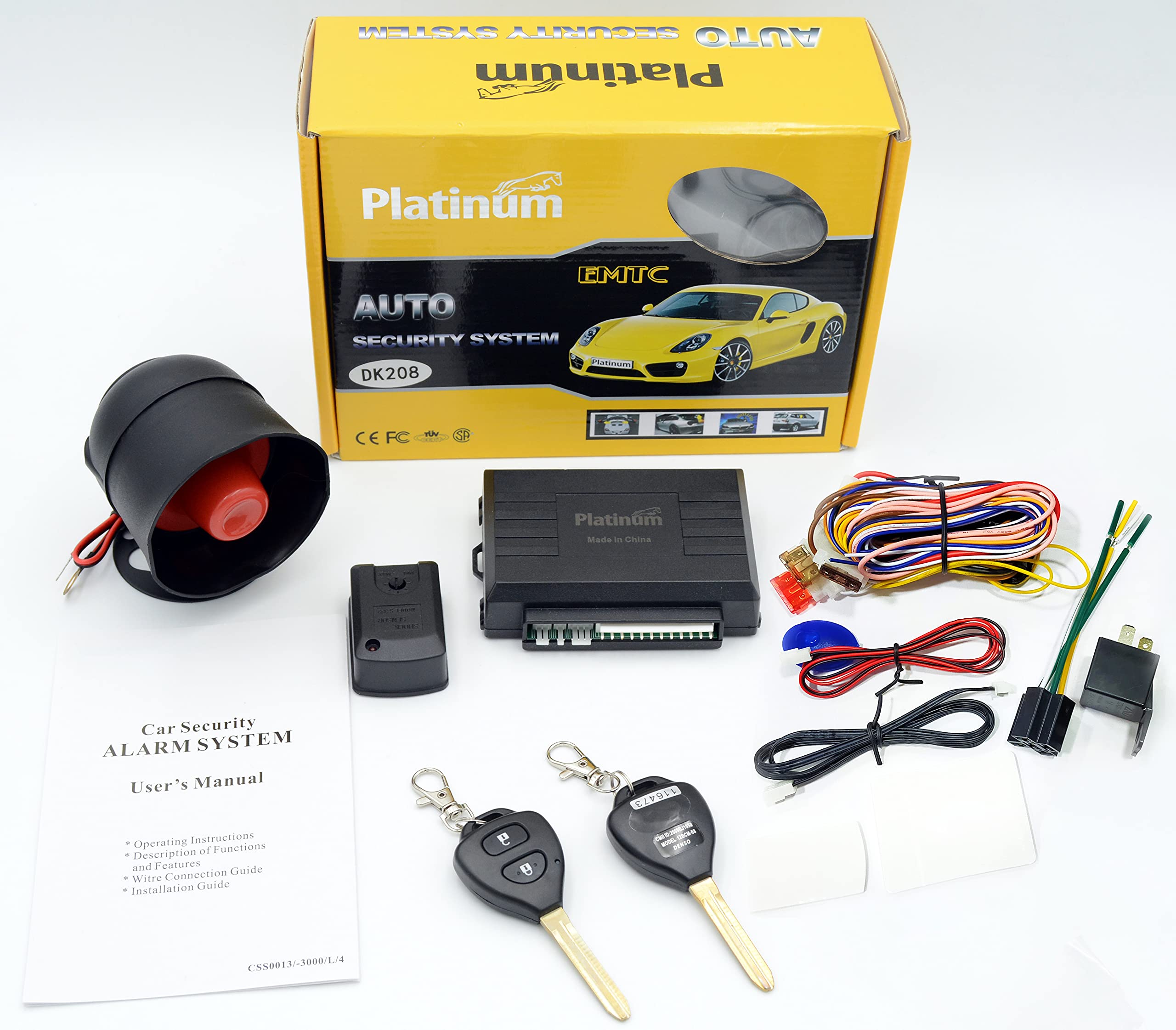 EMTC PLATINUM AUTO SECURITY SYSTEM (CAR ALARM) WITH 2 REMOTE CONTROL KEY ~DK208