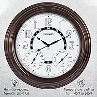 Vista 3 de Geevon Relojes iluminados para interiores y exteriores, impermeables, de 18 pulgadas, con sensor inteligente, reloj de pared grande con termómetro e