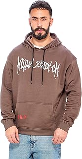 Ravin mens Printed Hoodie With Kangaroo Pocket - Brown Men Sweat Shirt